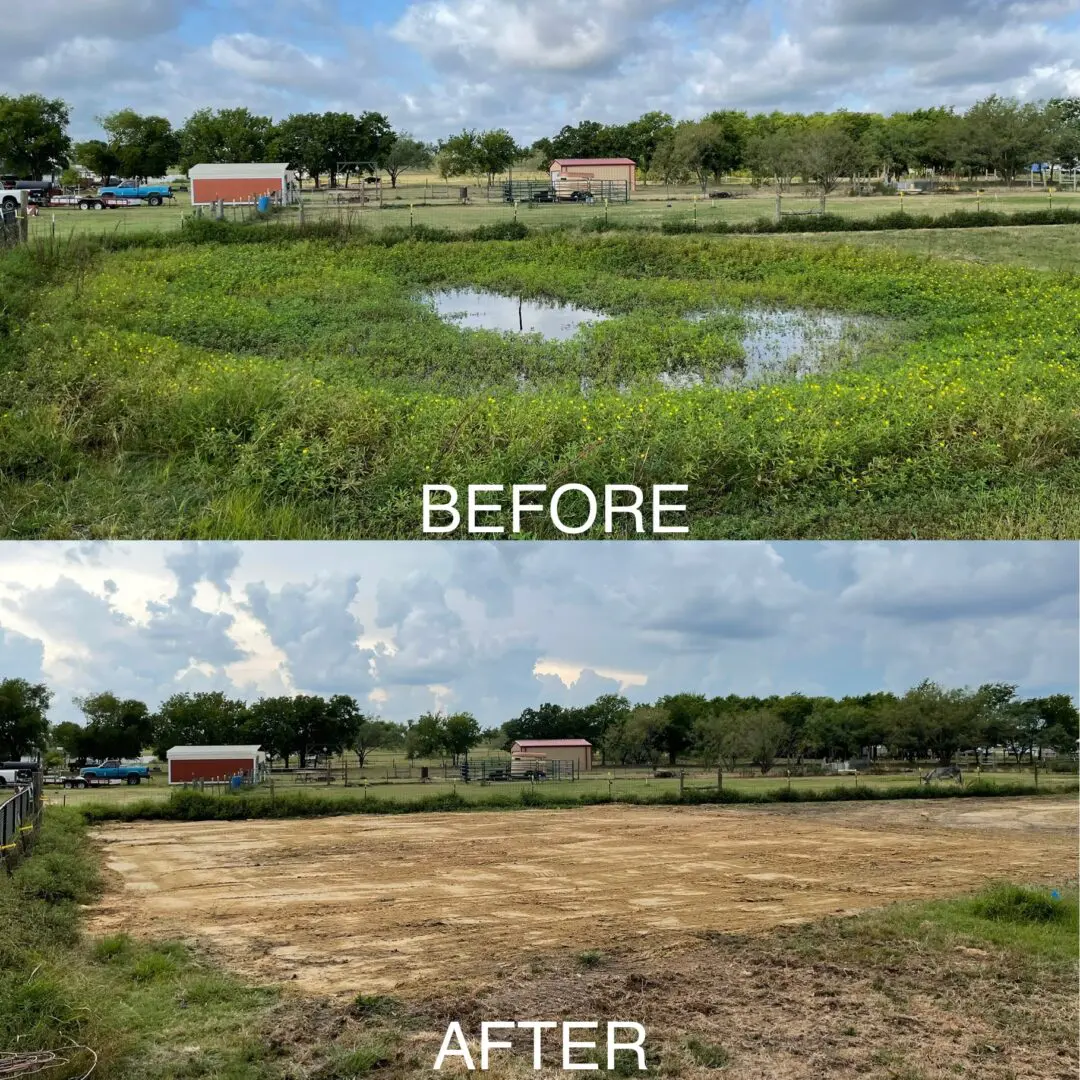 Green Grass Before and After Excavation Ground